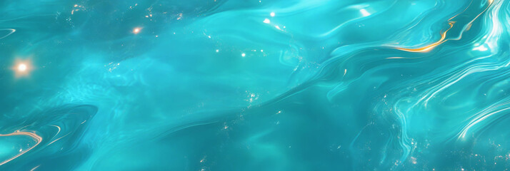 Poster - Aquamarine blue water with ripples and highlights suitable for background design