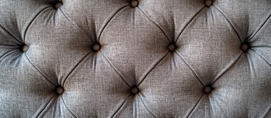 Fototapete - Textured beige upholstery with tufted design and dark buttons, creating an elegant and vintage aesthetic for interior decor use.