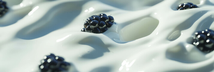 Poster - Discovering the smooth texture of cashew milk with fresh blackberries floating above