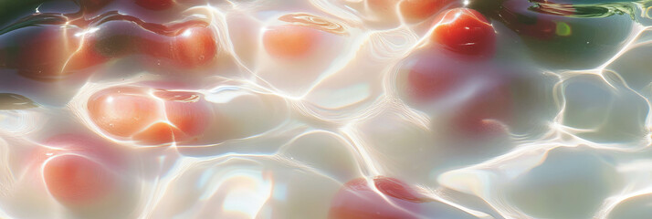 Aufkleber - Swirling cashew milk and gooseberry berries creating vibrant ripples and reflections