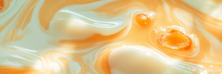 Poster - Subtle ripples of cashew milk with dates creating a serene background for design
