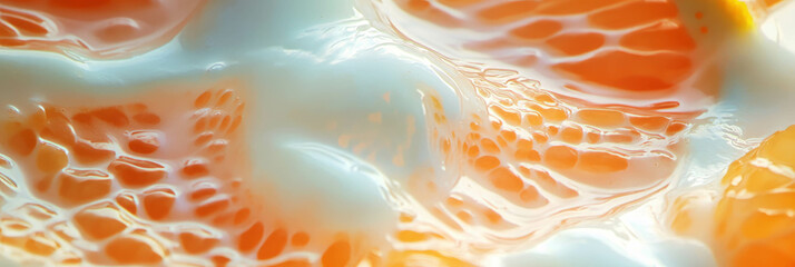 Aufkleber - Coconut milk and tangerine create circular ripples in a refreshing blend