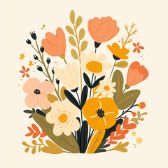Aufkleber - Charming cottagecore flower arrangement with vibrant colors and delicate shapes