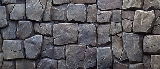 Poster - Textured dark gray stone wall background with unique patterns showcasing solid and sturdy surfaces in a seamless grid format for design applications.