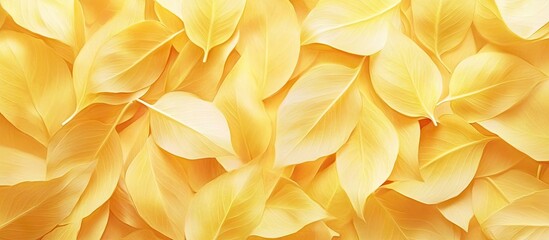 Fototapete - Yellow autumn leaves densely layered in a textured background, showcasing soft gradients of light yellow and pale white with some highlights.