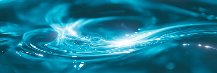 Poster - Swirling cyan blue water with bright highlights and textured surface