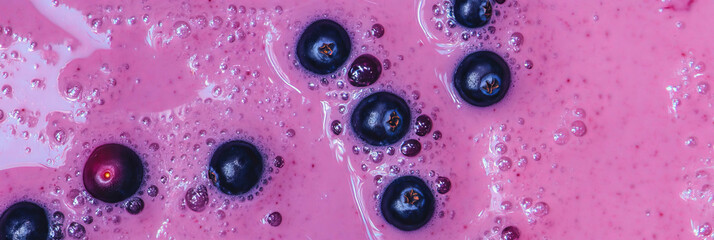 Poster - Deep purple milk with elderberry ripples and scattered fruits creates a vibrant visual delight