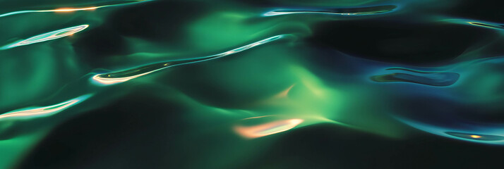 Poster - Rippling forest green water reflecting gentle waves and shadows for unique banner background