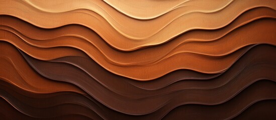 Fototapete - Warm caramel abstract gradient background with wavy textured layers in shades of brown and orange creating a seasonal feel and depth.