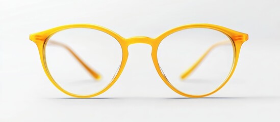 Aufkleber - Modern minimalist yellow eyewear frame with clear optical lenses positioned centrally on a white background for a striking advertisement appeal.
