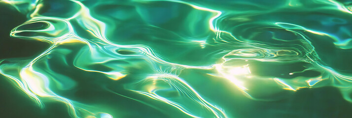 Poster - Gentle ripples of jade green water creating soft shadows in a serene setting
