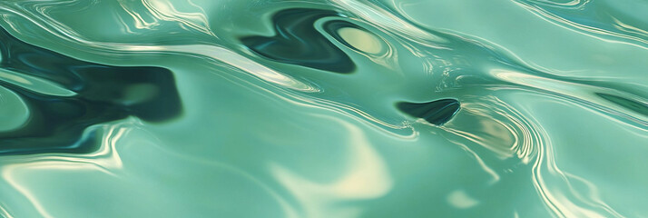 Poster - Gentle jade green water rippling softly under sunlight in a serene environment