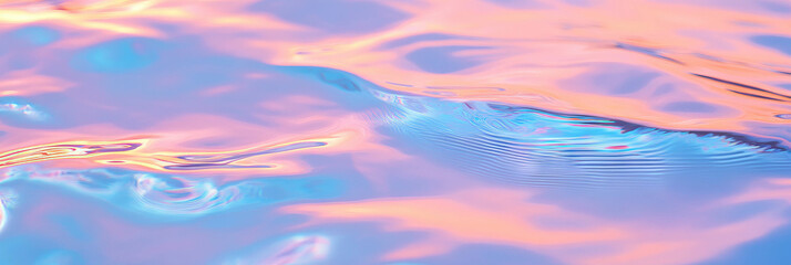 Poster - Lavender blue water reflects sunset light with gentle ripples creating a serene atmosphere
