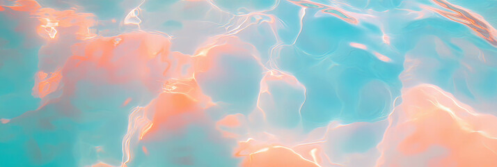 Poster - Calm light blue water with gentle ripples and reflecting clouds during soft lighting