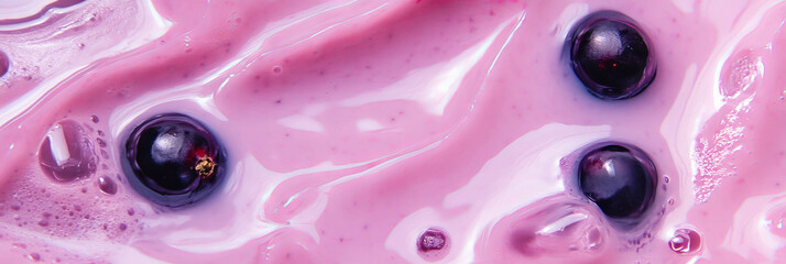Poster - Light purple milk with black currant berries creates a vibrant swirl of color