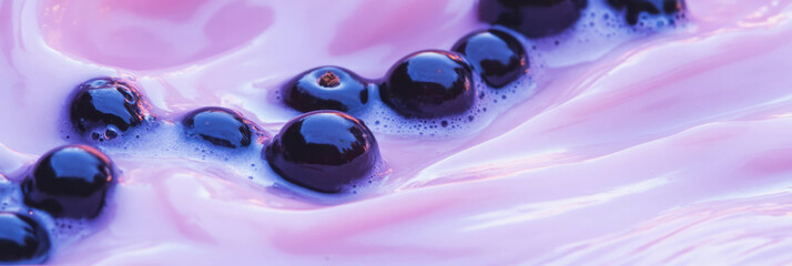 Poster - Light purple milk swirled with black currant berries creates a delightful visual treat
