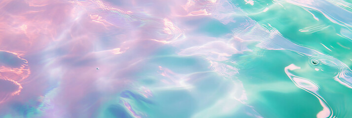 Poster - Light turquoise water with reflections and fine ripples under bright lighting