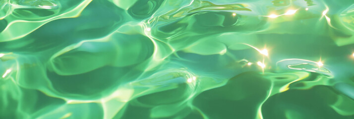 Poster - Vivid lime green water with lively ripples and sparkling highlights in a serene setting