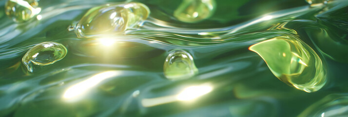 Poster - Bright lime green water with ripples and splashes perfect for a vibrant banner design