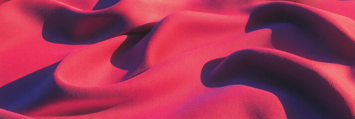 Poster - Textured magenta suede fabric with fine nap showcasing folds and shadows in rich detail