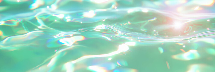 Poster - Rippling mint green water reflects light for a serene and calming background