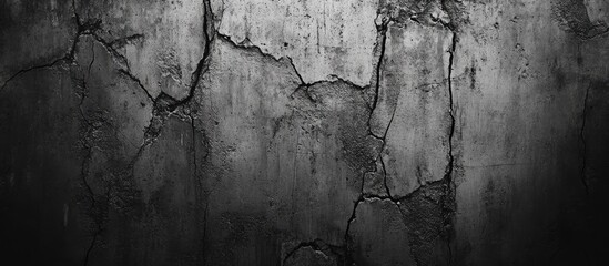 Aufkleber - Weathered concrete wall with prominent cracks in shades of gray emphasizing aged texture and rugged character, ideal for background use.