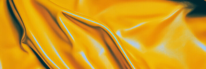 Poster - Vibrant mustard yellow leather with a smooth surface and subtle sheen for creative backgrounds