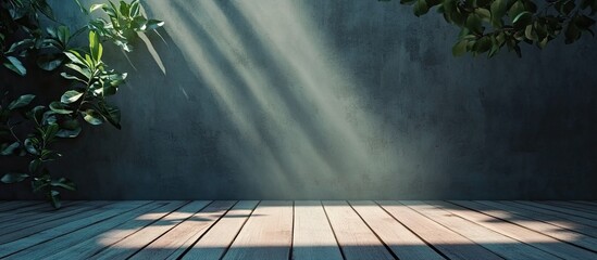 Leinwandbilder - Empty picture frames arranged on a wall with wooden planks and soft sunlight filtering through, creating shadows on the floor.