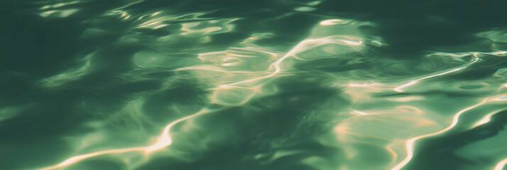 Poster - Subtle ripples on olive green water reflecting soft light amidst surrounding trees