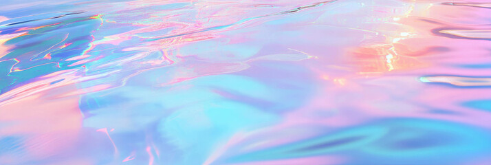 Poster - Pastel blue water with soft ripples reflecting a serene pastel sky at sunset