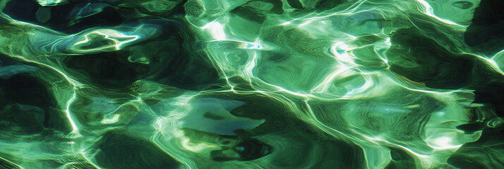 Poster - Pine green water rippling gently under soft light in a tranquil setting