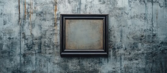 Leinwandbilder - Blank wooden frame centered on distressed concrete wall showcasing empty space for artwork placement in a modern gallery setting