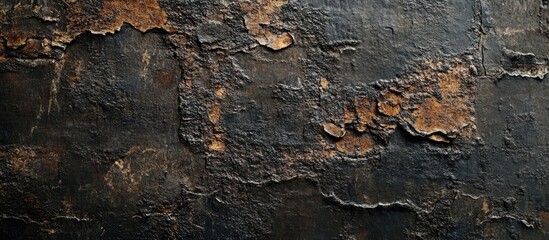 Aufkleber - Weathered dark brick wall background featuring rugged textures and rich aging details with deep blacks and rusty browns enhancing the surface character