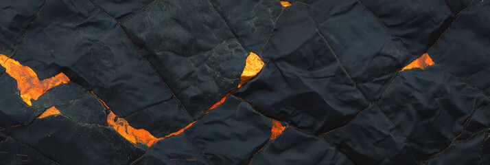 Poster - Quilted nylon with brushed bronze touches and rough volcanic rock overlay creates unique textures