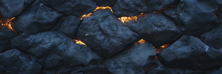 Poster - Quilted nylon textures alongside brushed bronze and rough volcanic rock features