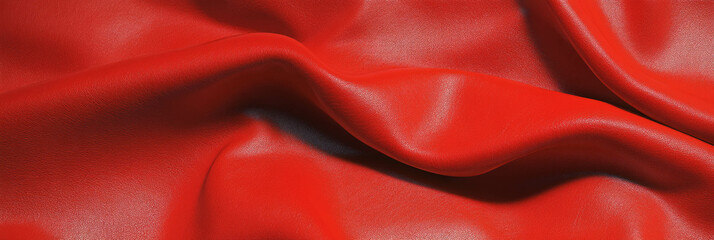 Poster - Elegant red leather texture showcasing fine grain under soft lighting