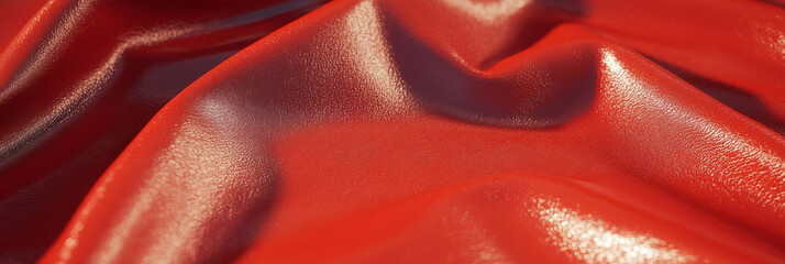 Poster - Elegant red leather texture with subtle grain and soft lighting perfect for a banner