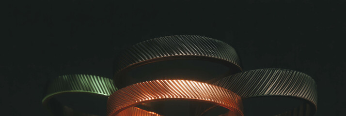 Poster - Textured materials showcase with ribbed rubber, polished obsidian, and copper elements