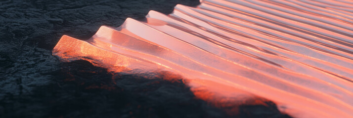 Poster - Ribbed rubber with textured copper and polished obsidian surface creating a unique composition