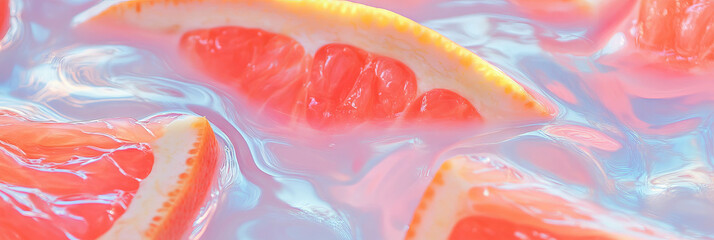 Aufkleber - Refreshing rice milk with grapefruit segments creating attractive ripples in a vibrant background