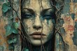 © c80 - Mysterious female figure blends with nature in an enchanting forest setting at dusk