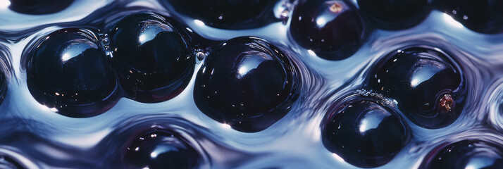 Poster - Rippling soy milk blends seamlessly with black currant berries in an enticing display