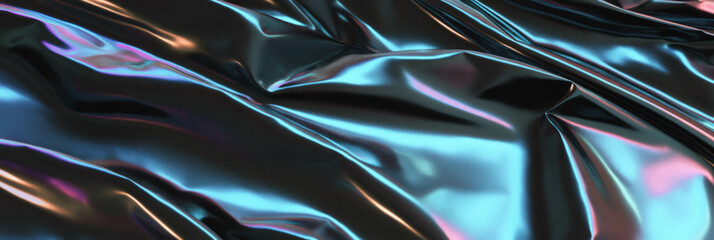Aufkleber - Stretched spandex fabric with polished chrome and textured rubber surface glistens under light
