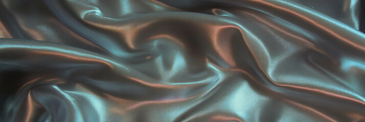 Poster - Intricate texture of synthetic silk revealing brushed platinum and rough shale contrasts