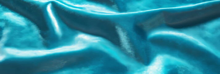 Aufkleber - Vibrant teal blue suede fabric with fine nap and visible folds under bright light