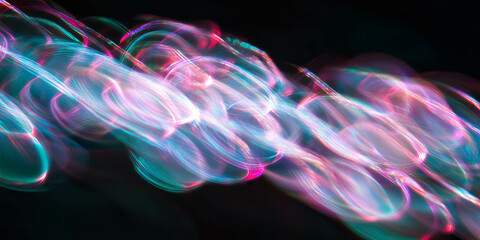 Aufkleber - Dynamic bokeh texture with angular and circular patterns against a black background