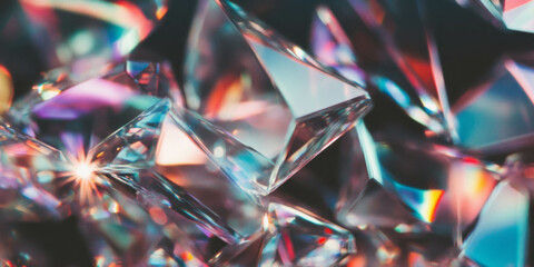 Poster - Bright crystalline bokeh texture with sharp edges against a dark background