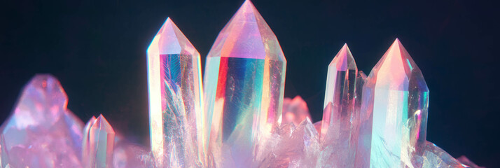 Poster - Angular crystal flares with sharp edges and distinct color separation reflecting light