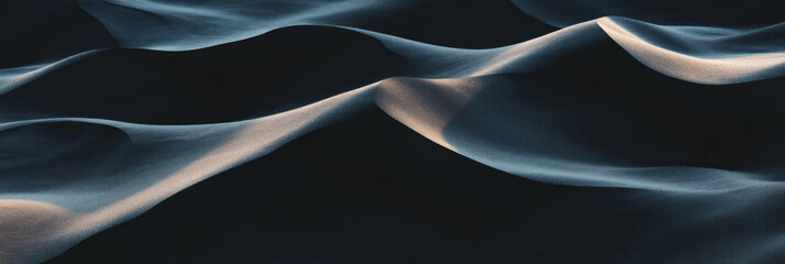 Poster - Dramatic textures of black sand dunes with steep slopes and shadows at dusk