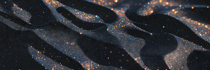 Poster - Intricate texture of black sand with fine magnetite particles reflecting light